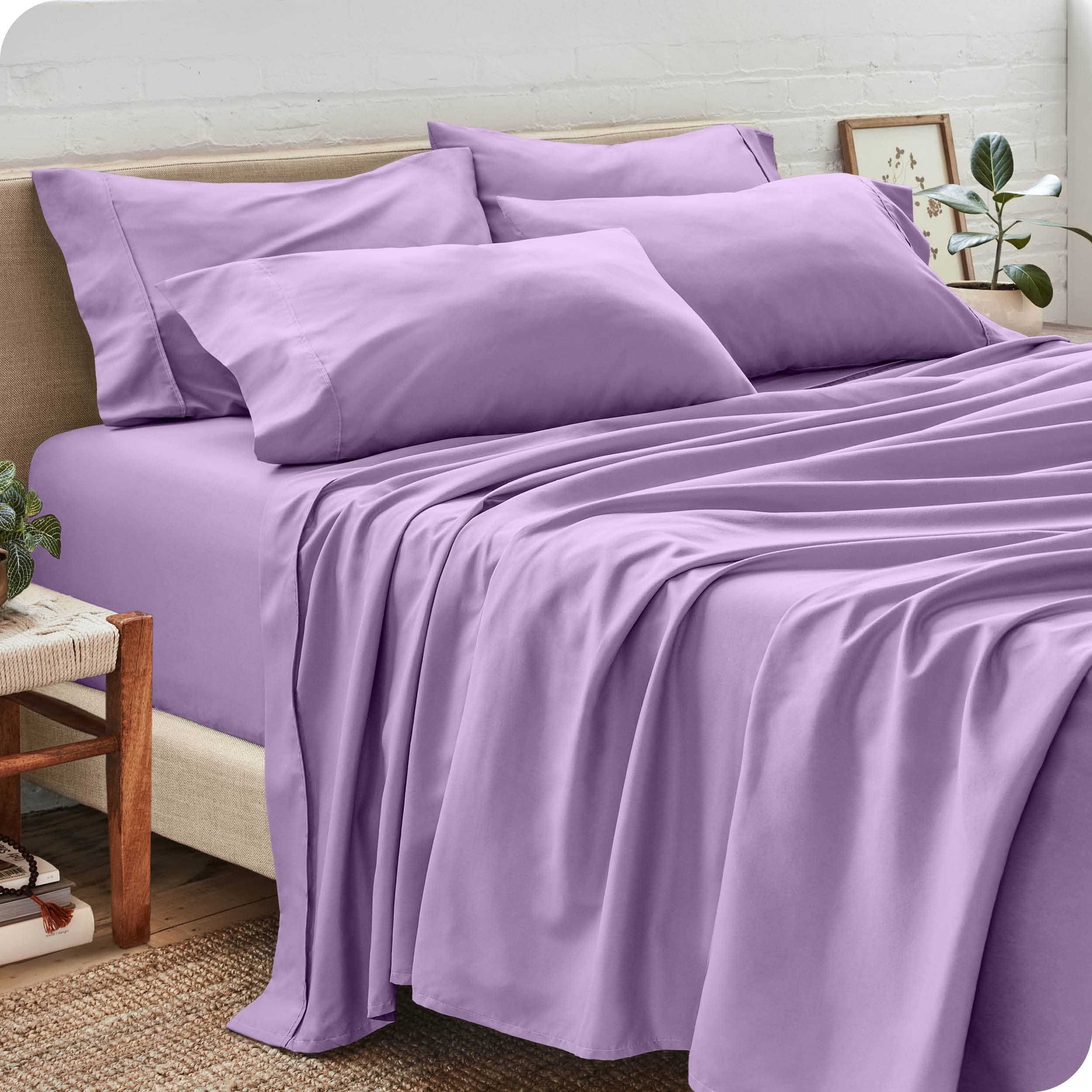 フランク&amp;アイリーン２枚セット、ラベンダー色含む Amazon.com: LuxClub 4 PC Queen Sheet Set, Breathable Luxury